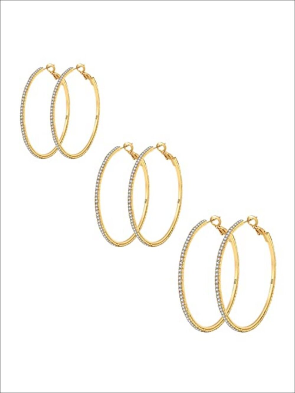 Large Rhinestone Hoop Earrings Sterling Silver Hoops Hypoallergenic